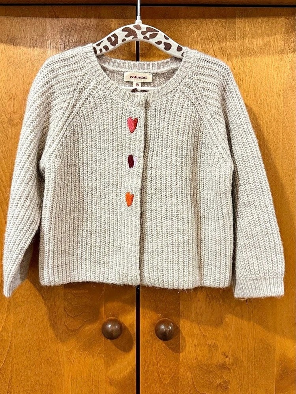 Catimini Girls Alpaca Blend Heart Cardigan Gray Size 18M